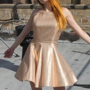 Gold A+O Skater Dress